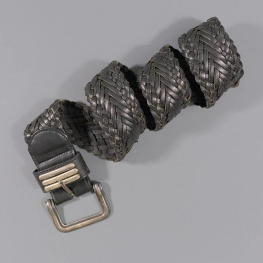 San Marcos of Los Angeles Woven Leather Belt Vintage Handmade Medium Black